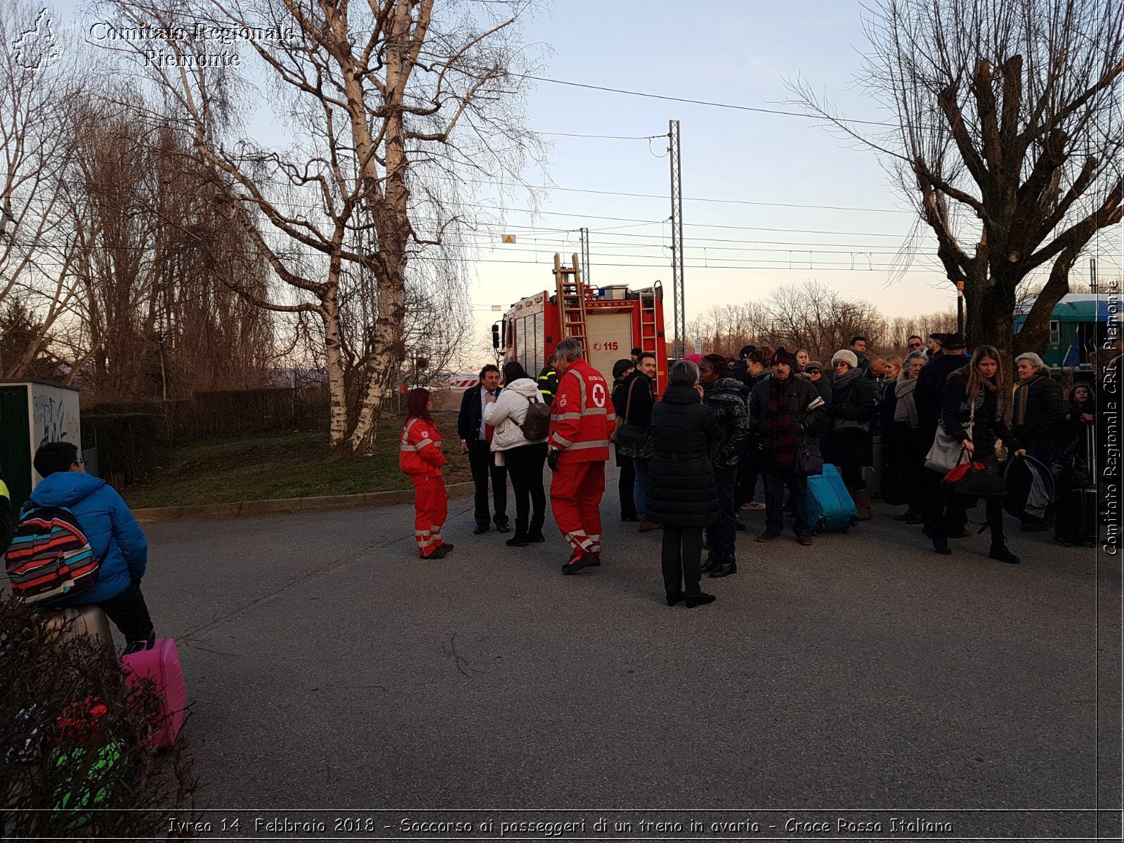 Ivrea 14 Febbraio 2018 - Soccorso ai passeggeri di un treno in avaria - Croce Rossa Italiana- Comitato Regionale del Piemonte