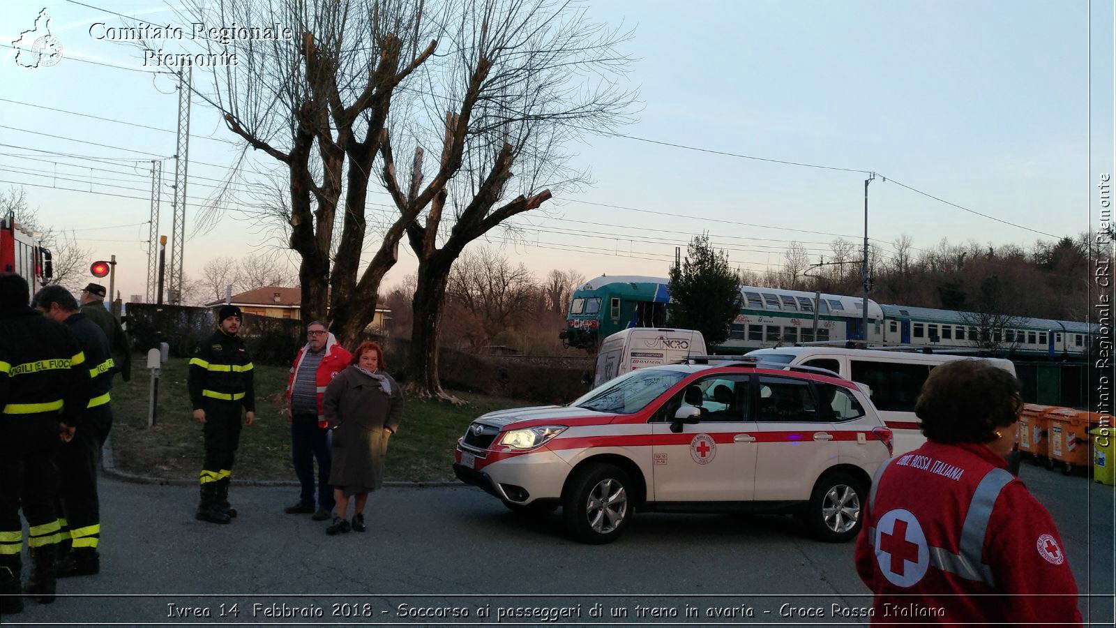 Ivrea 14 Febbraio 2018 - Soccorso ai passeggeri di un treno in avaria - Croce Rossa Italiana- Comitato Regionale del Piemonte